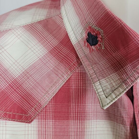 Jachs Red Plaid Long Sleeve Western Style Cotton Pearl Snap Shirt‎ Size L - Picture 9 of 12
